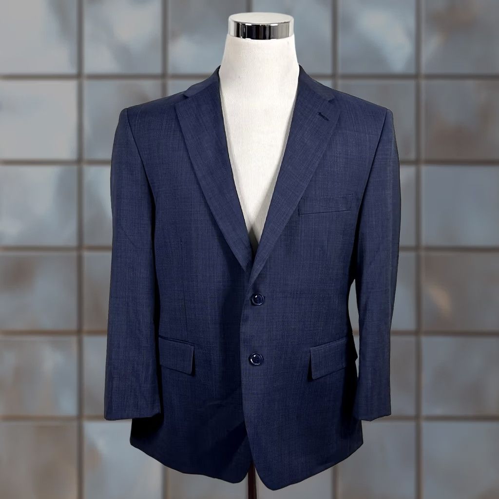 Vintage Linea Uomo 44S Performance Sport Coat Stretch Wool Blend Blue Two Button Vented Jacket Size US XS / EU 42 / 0 - 1 Thumbnail