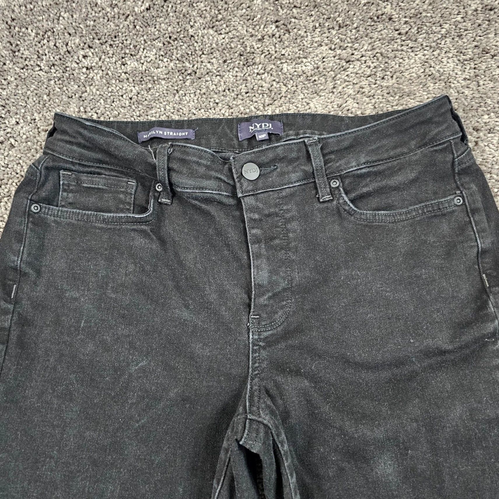 NYDJ VINTAGE NYDJ Jeans Women 10P Straight Mid Rise Stretch Black Denim 90s Size 32" / US 10 / IT 46 - 2 Thumbnail