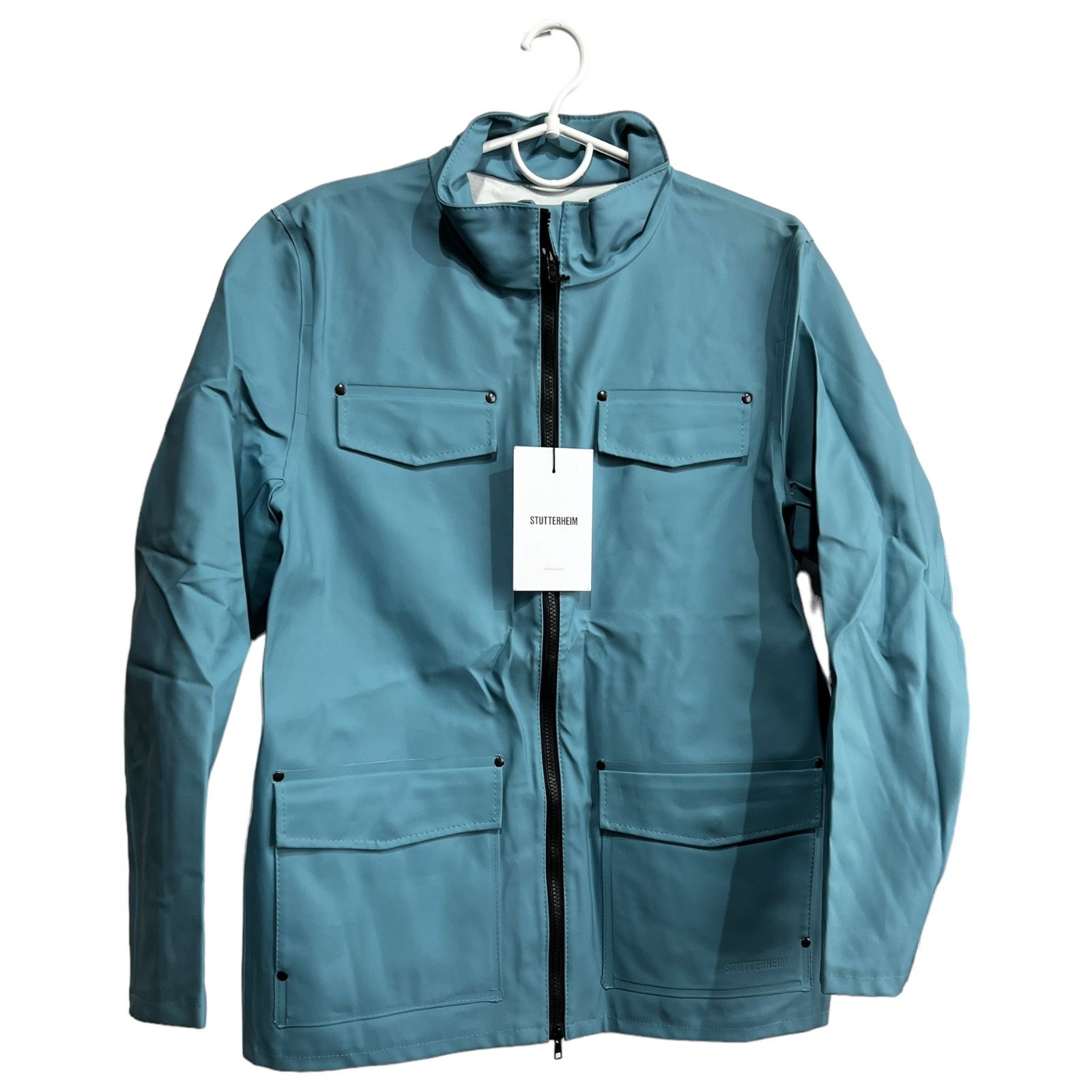 Pre-owned Stutterheim New  Stockholm Rain Jacket Size M In Blue