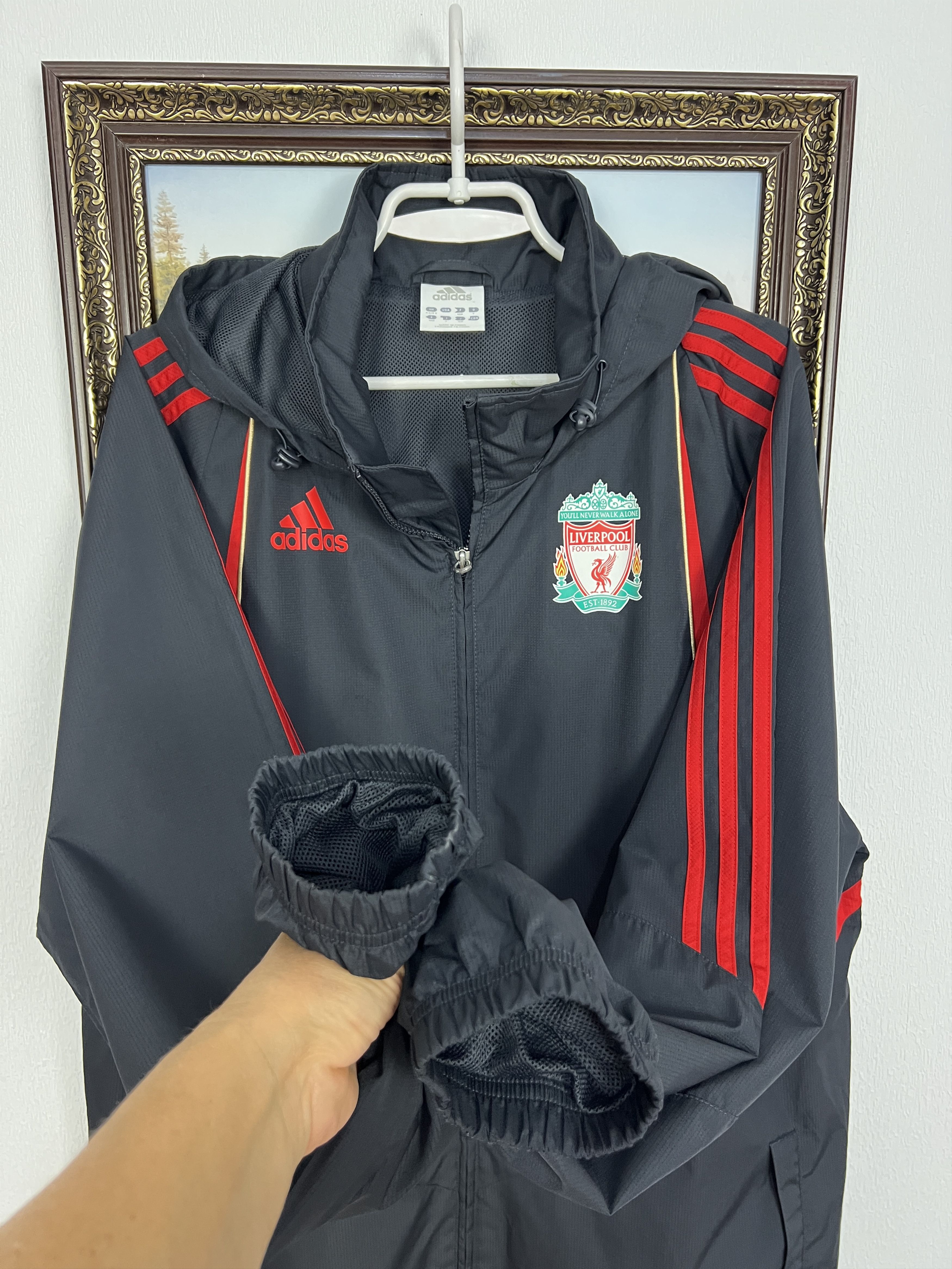 Adidas Liverpool Football Jacket Soccer Track Top Hooded Rare Size US XL / EU 56 / 4 - 5 Thumbnail
