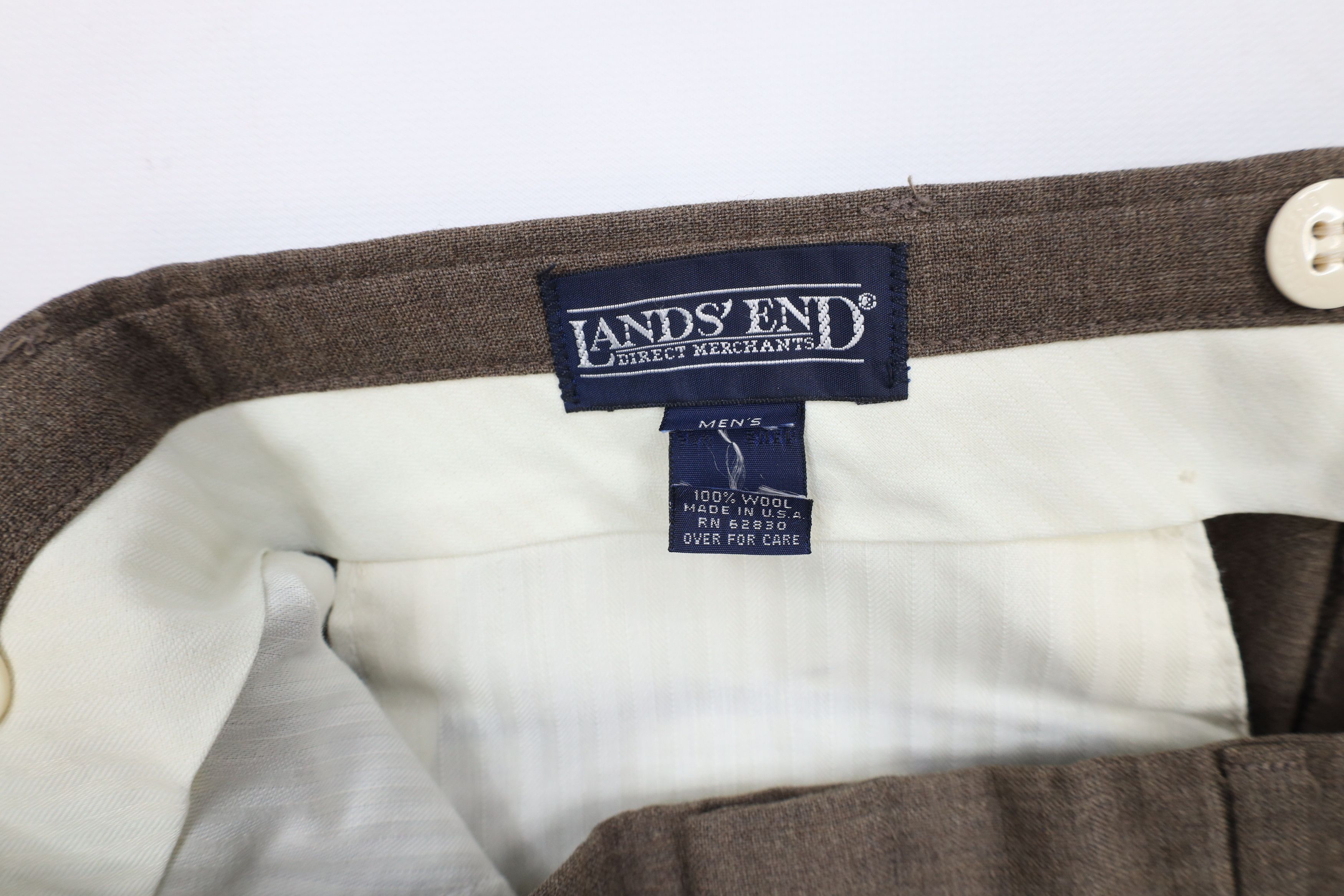 Lands' End × Vintage Vintage 90s Lands End Wide Leg Chino Pants Heather Brown USA Size US 34 / EU 50 - 7 Thumbnail