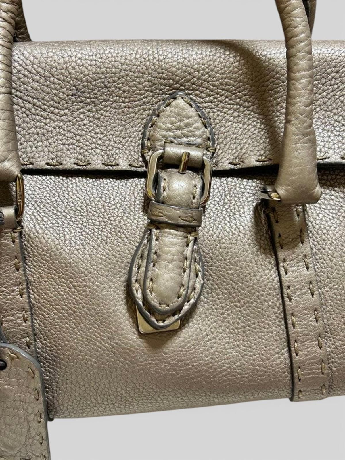 Fendi Fendi - Selleria Small Leather Handbag Taupe Size ONE SIZE - 3 Thumbnail