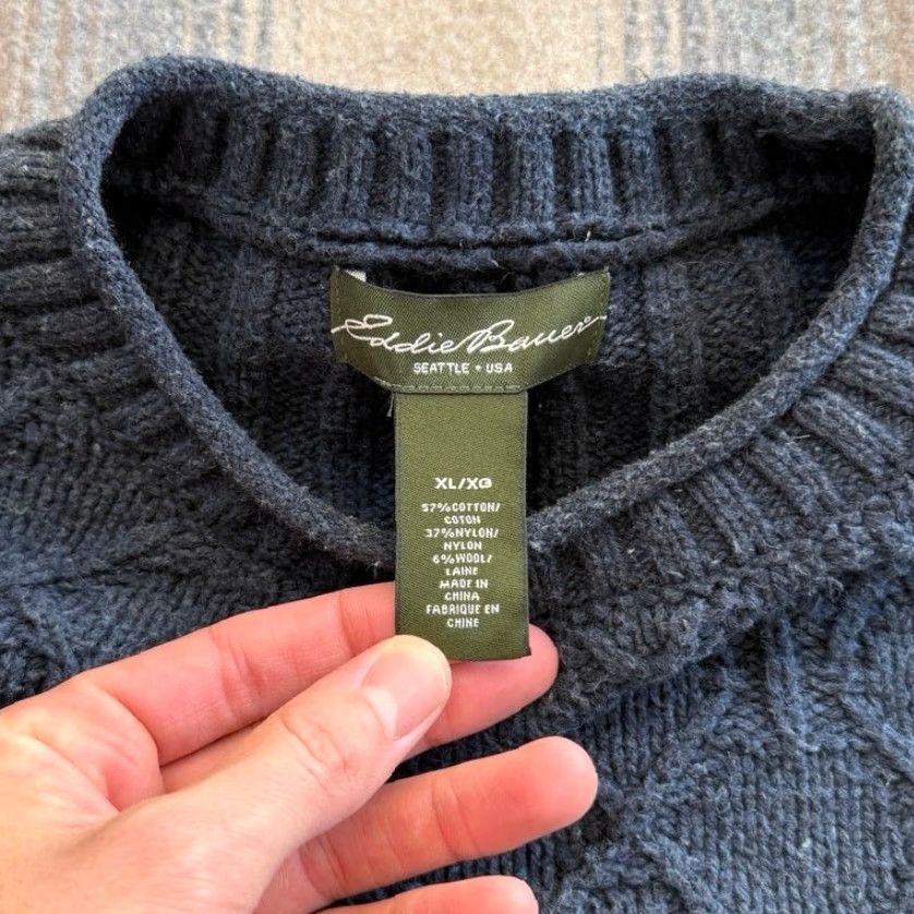 Eddie Bauer VINTAGE Eddie Bauer Roll Neck Knit Sweater Men XL Blue Fisherman Chunky Pullover 90s Knitwear Size US XL / EU 56 / 4 - 2 Thumbnail