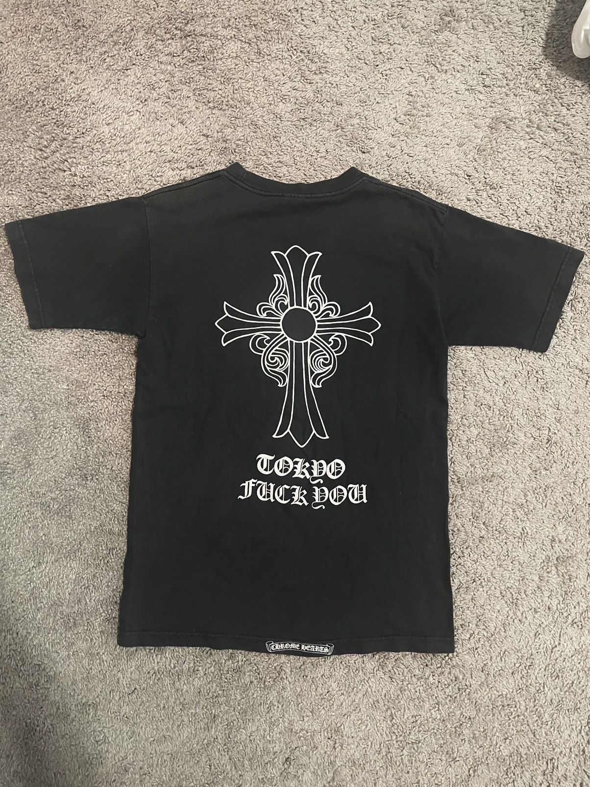 image of Chrome Hearts Tokyo Fuck You Cross T-Shirt in Black, Men's (Size Medium)