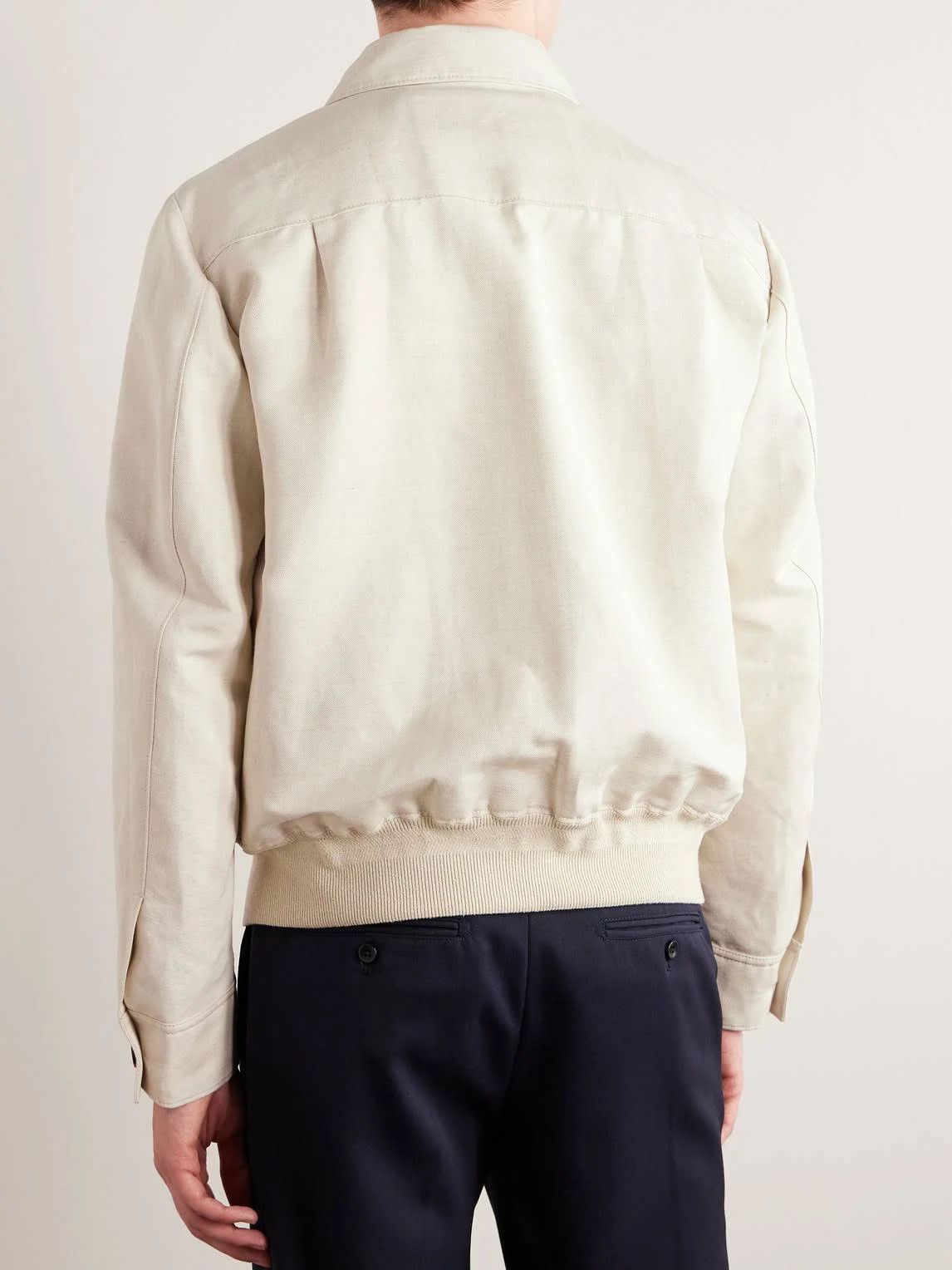 Loro Piana o1loc1c0424 FAM7699 Andre Linen Bomber Jacket in Beige Size US L / EU 52-54 / 3 - 4 Thumbnail