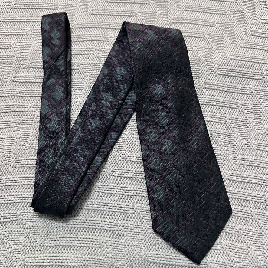 Vintage Piero Como gray purple metallic abstract geometric silk tie Size ONE SIZE - 1 Thumbnail