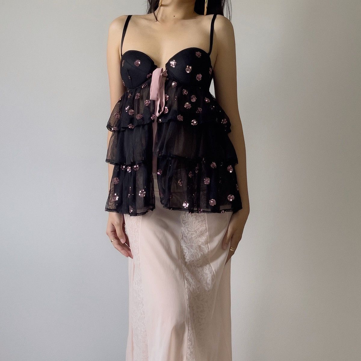 Victoria's Secret So Cute VS Black Mesh camisole (36B/34C) Size ONE SIZE - 4 Thumbnail