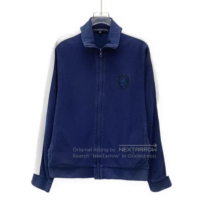 Gucci Gucci Dark blue logo embroidered cotton lapel zipper long- Size US M / EU 48-50 / 2 - 1 Thumbnail