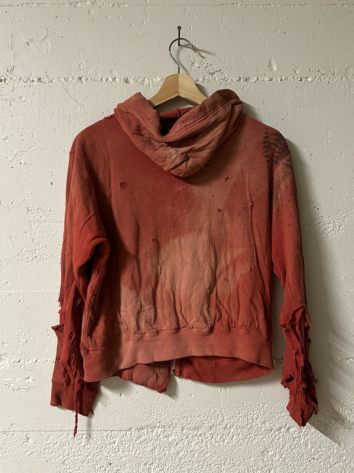 Vintage VINTAGE THRASHED RED THERMAL LINED HOODIE Size US XS / EU 42 / 0 - 4 Thumbnail