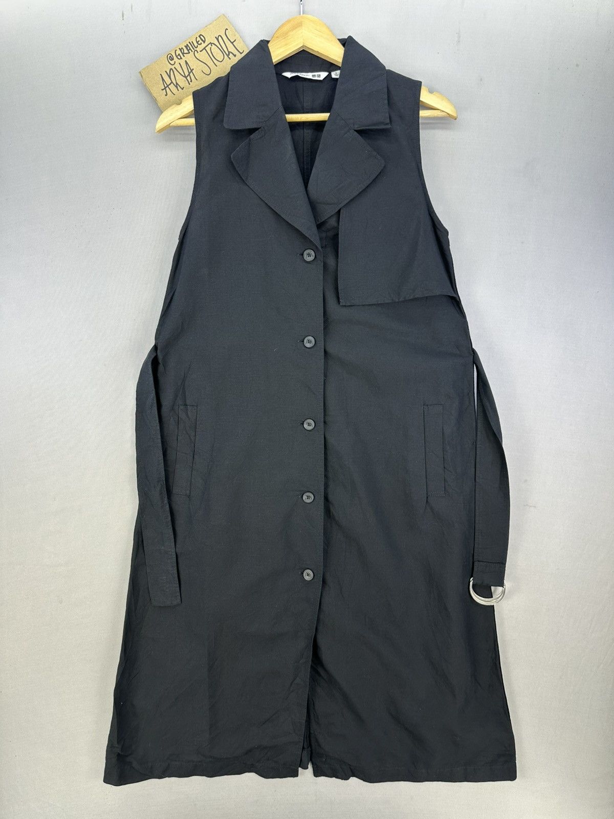 JW Anderson  Japanese Brand  Uniqlo J.W.Anderson Linen-Blend Belted  Sleeveless Lapel Dress | Grailed