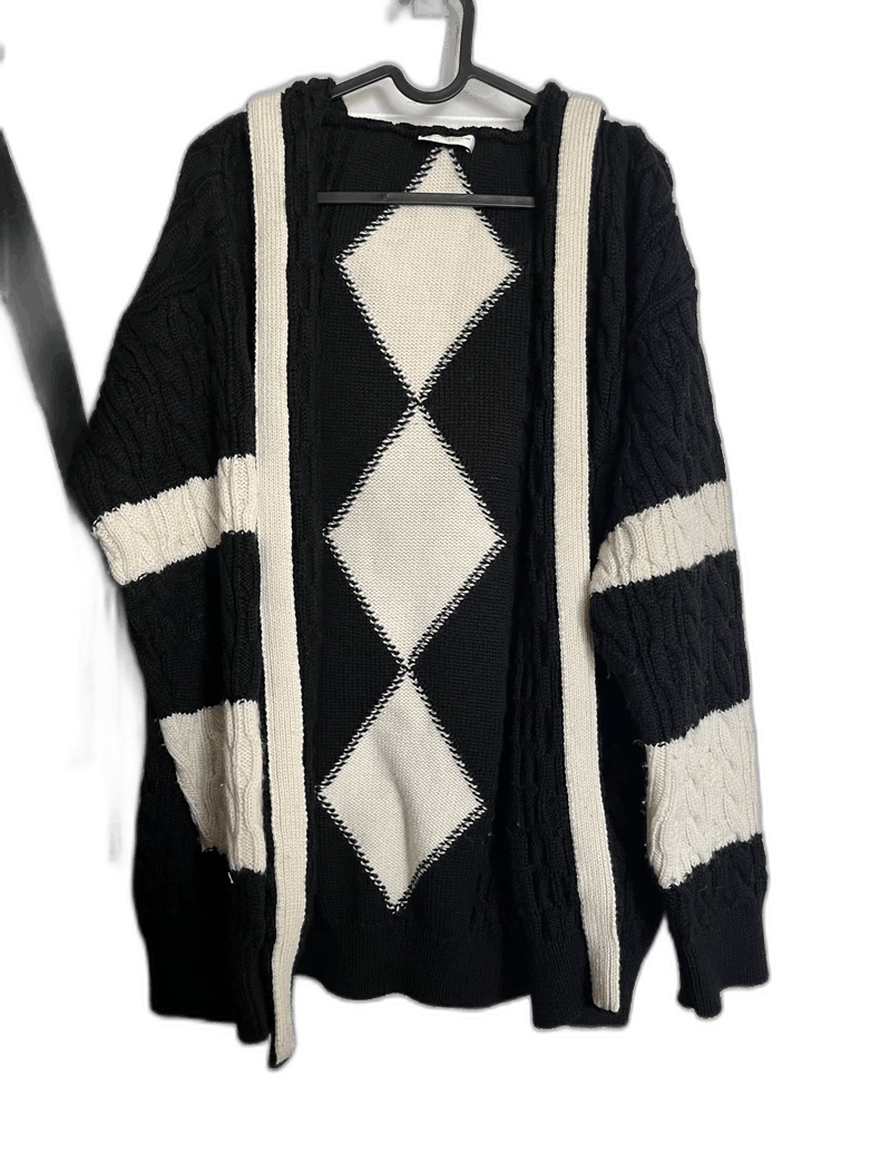 Saint Laurent Paris Saint Laurent Black White Knit Cardigan- Size US L / EU 52-54 / 3 - 1 Thumbnail