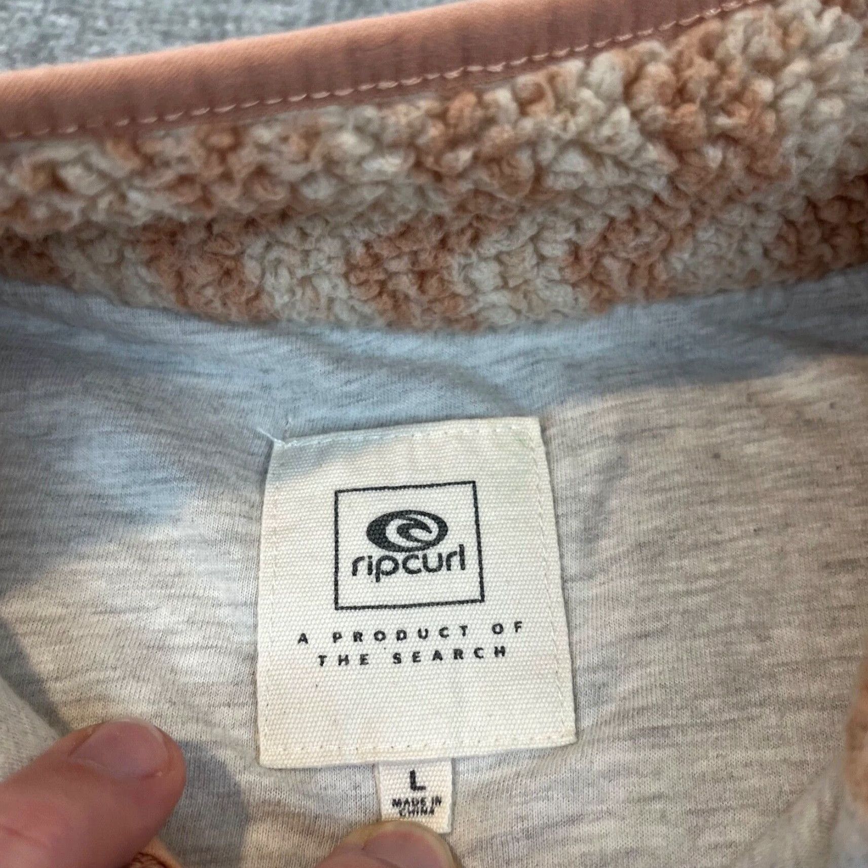 Rip Curl RIP CURL Jacket Womens Large Sherpa Pink Cream Anorak Sweater 1/2 Zip Fleece Size L / US 10 / IT 46 - 4 Thumbnail