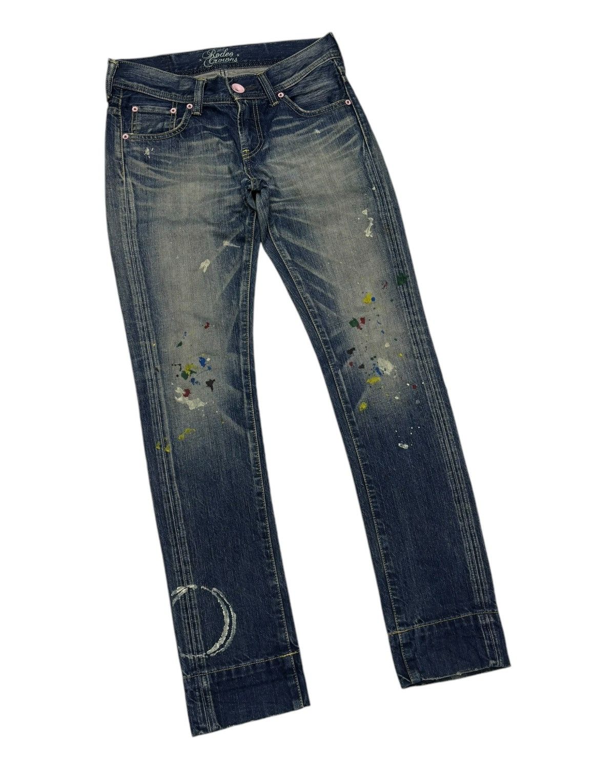 Japanese Brand DISTRESSED DENIM PAINTER RODEO CROWNS JEANS Size 29" - 3 Thumbnail