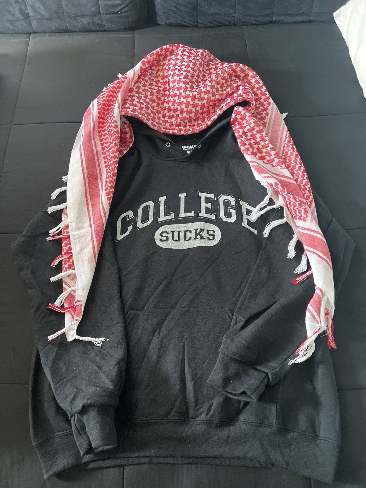 image of Grimy Kids College Sucks Turban Hoodie in Navy (Size Medium)