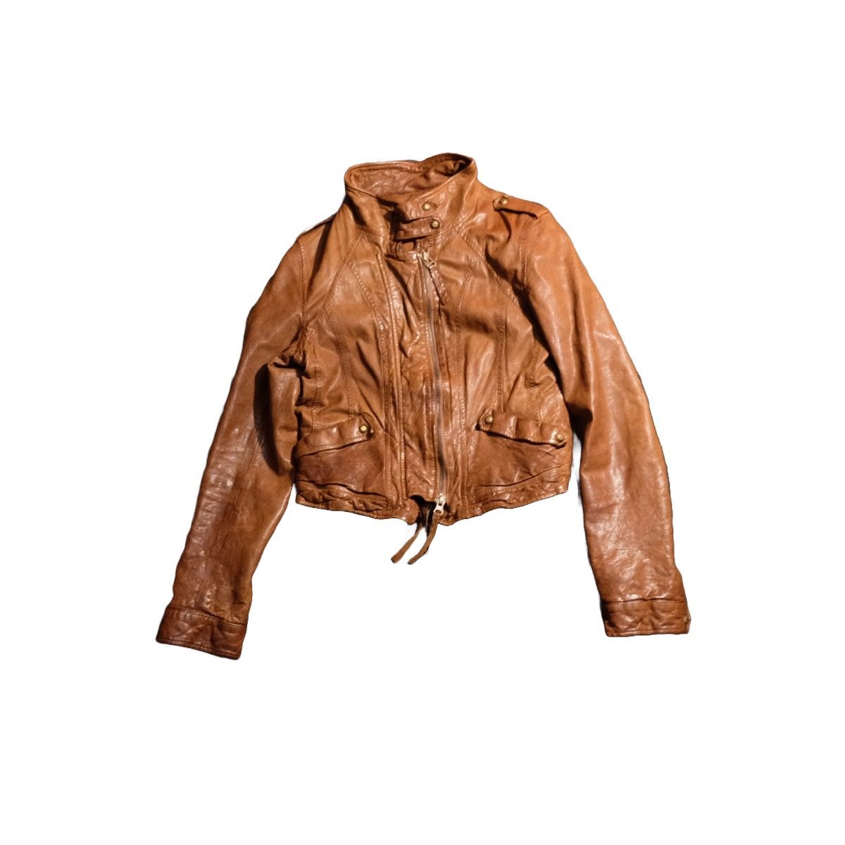 image of If Six Was Nine x Kmrii Send Offers | G.o.a Cropped Leather Jacket in Brown, Men's (Size Small)