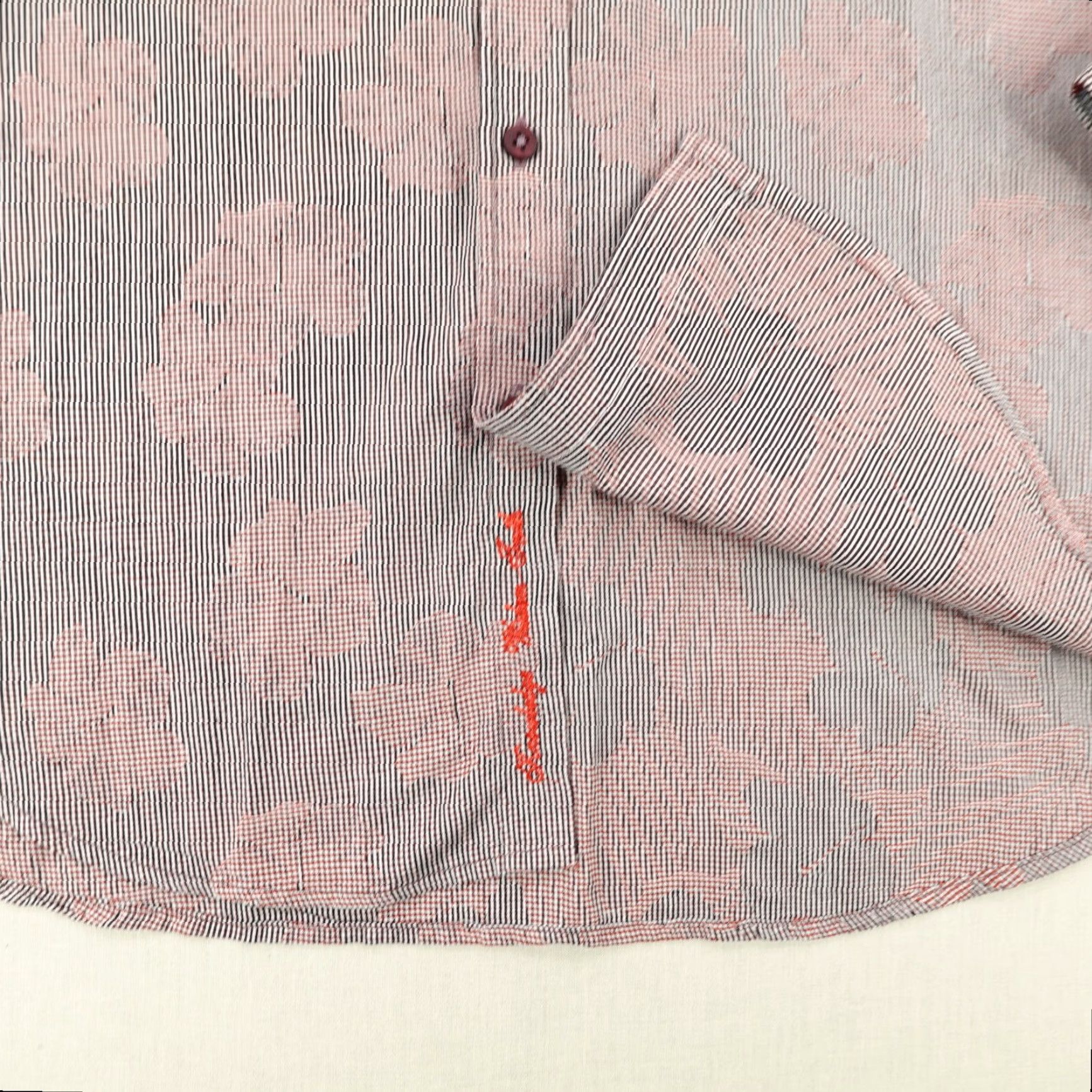 Robert Graham Robert Graham Shirt Mens Medium Red Gray Floral Flip Cuffs Button Up Gingham Size US M / EU 48-50 / 2 - 5 Thumbnail
