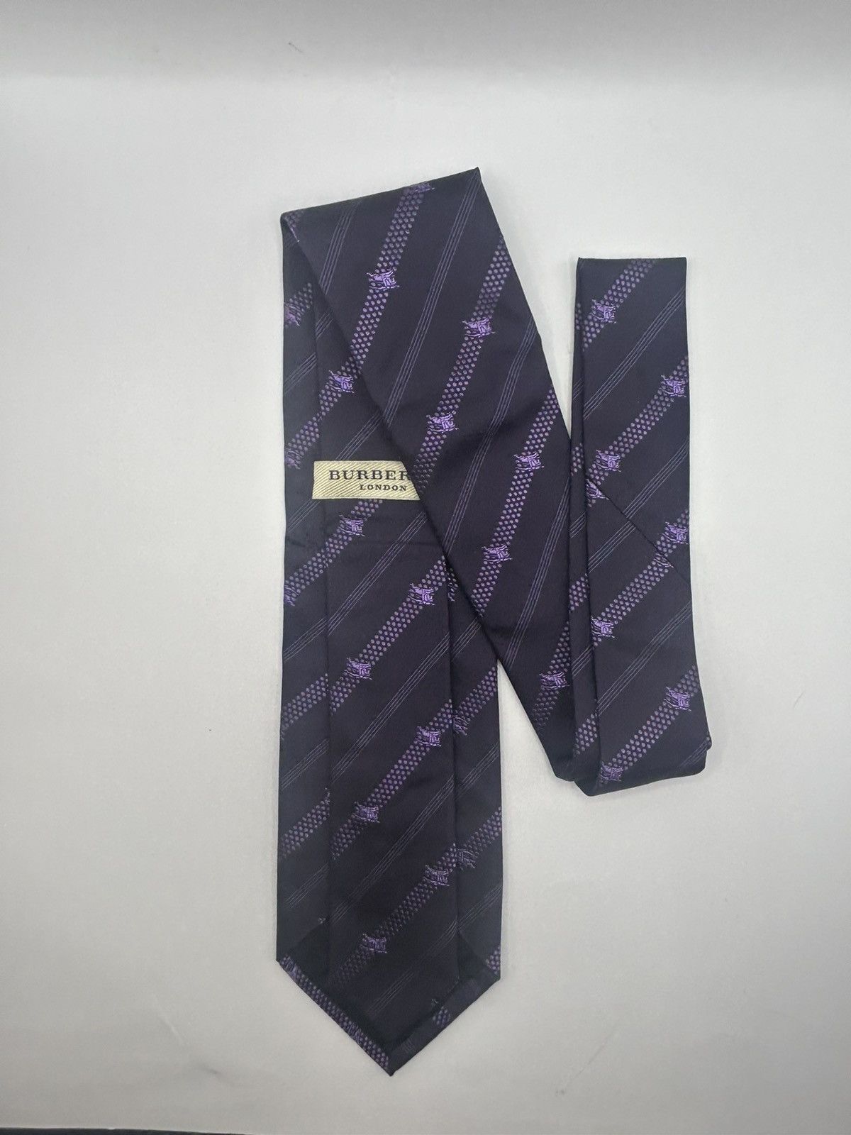 Burberry Burberry London Purple Monogram Striped Tie Size ONE SIZE - 1 Thumbnail