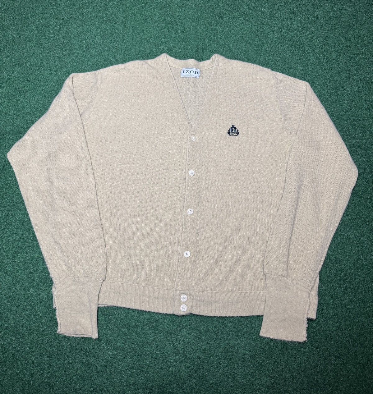 Izod Vintage Izod Cream Cardigan 80s 90s XL Grandpa Sweater 26x27 Size US XL / EU 56 / 4 - 1 Thumbnail