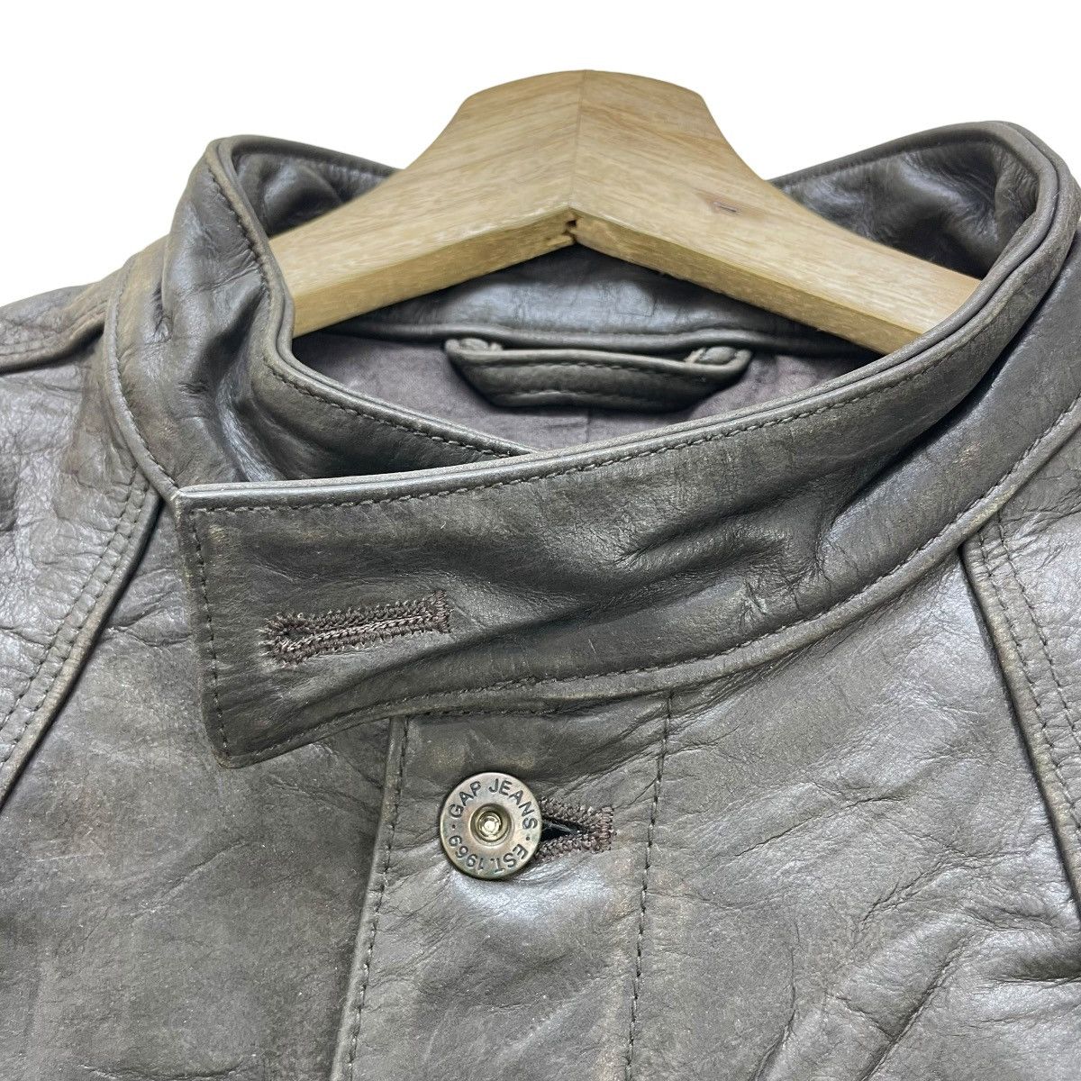 Gap × Leather 💥Gap Cow Hide Leather Jacket Size US M / EU 48-50 / 2 - 3 Thumbnail