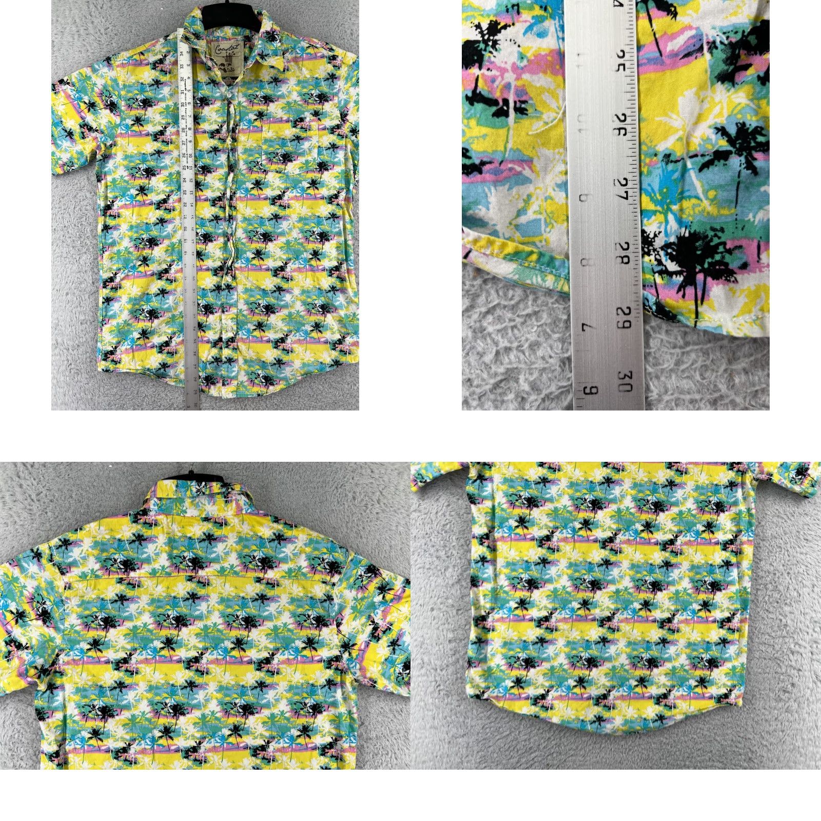 Vintage Coastal Button-Up Shirt Mens Large Yellow Floral Hawaiian Cotton Palm Tree Shirt Size US L / EU 52-54 / 3 - 9 Thumbnail