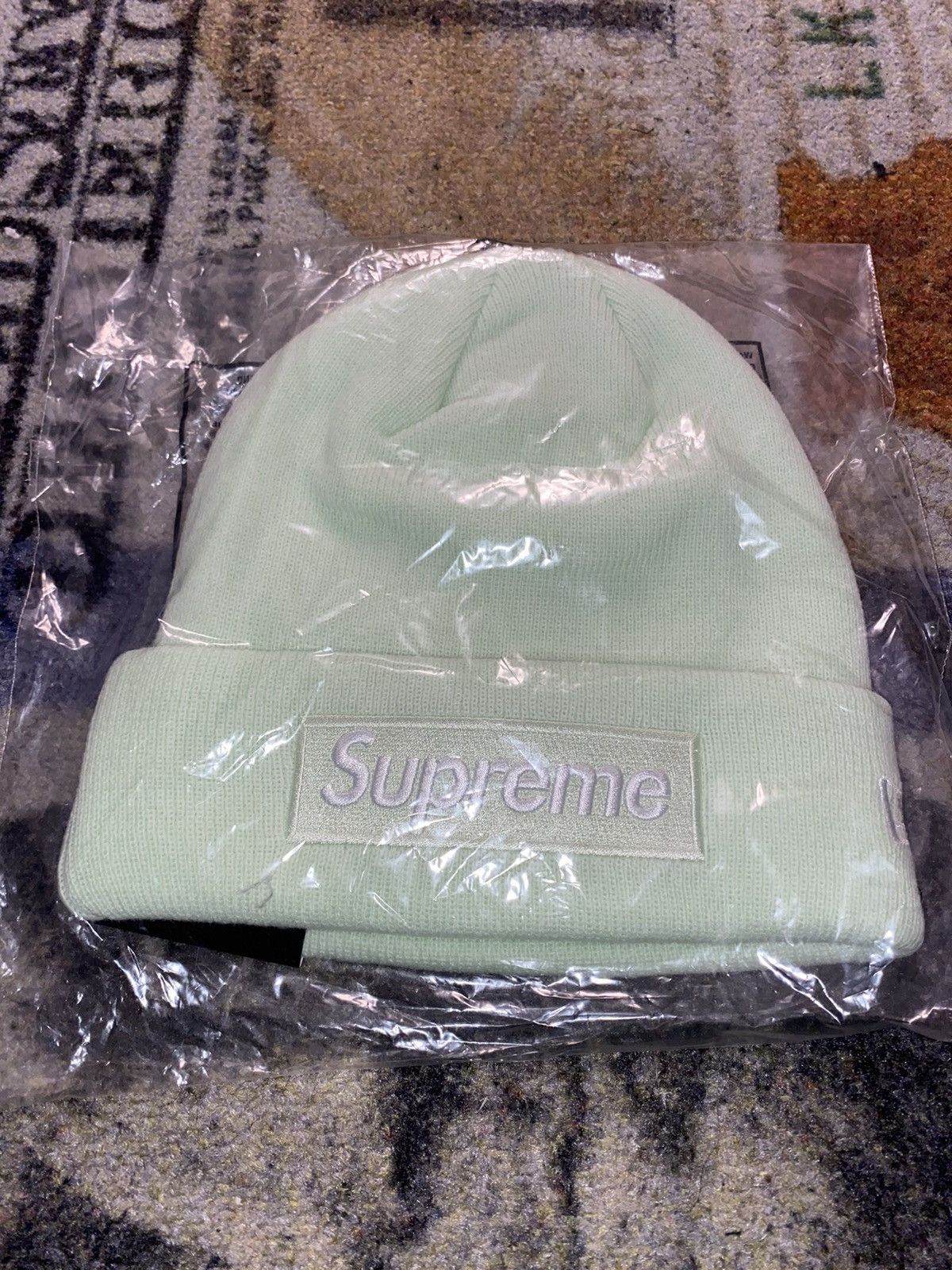 Supreme Supreme New Era Box Logo Beanie Light Green (FW23) | Grailed