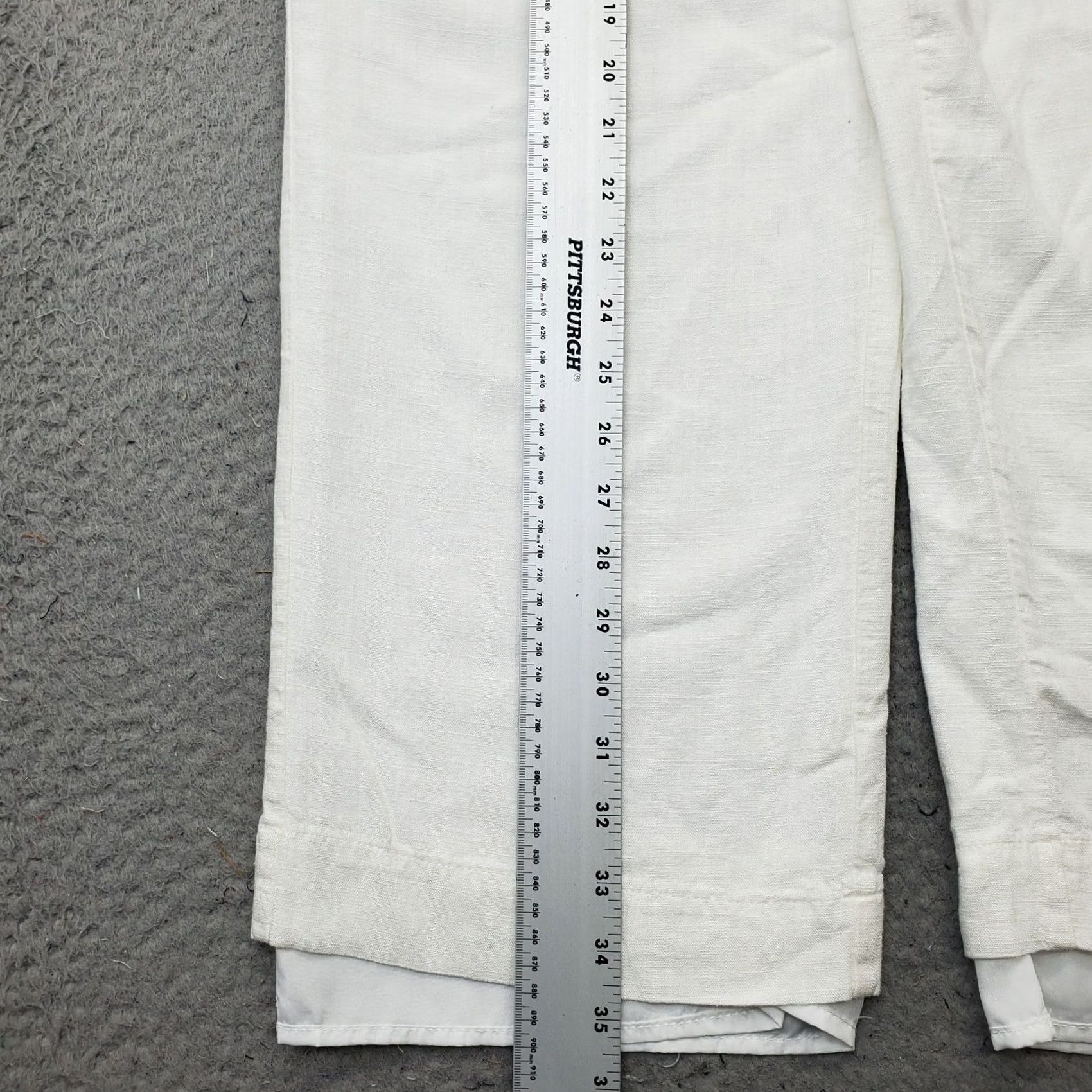 Vintage Halogen Trouser Pants Womens Small White Linen Blend Patch Pocket Wide Leg Lined Size 28" / US 6 / IT 42 - 4 Thumbnail