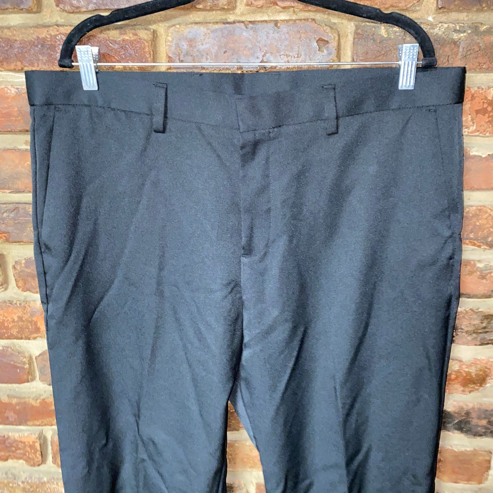 Perry Ellis Perry Ellis Portfolio Black Flat Front Dress Pants 38x30 Size US 38 / EU 54 - 2 Thumbnail