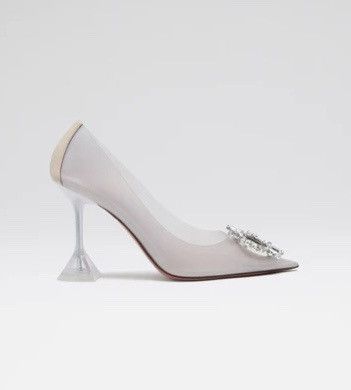image of Amina Muaddi Begum Glass Shoes in Transparent White, Women's (Size 8)
