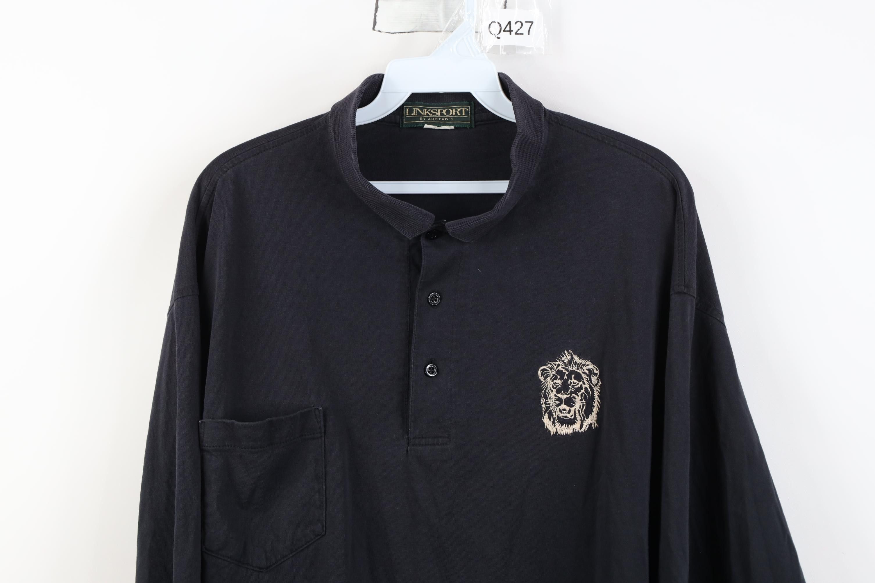 Vintage Vintage 90s Streetwear Baggy Lion Long Sleeve Polo Shirt Size US XL / EU 56 / 4 - 2 Thumbnail