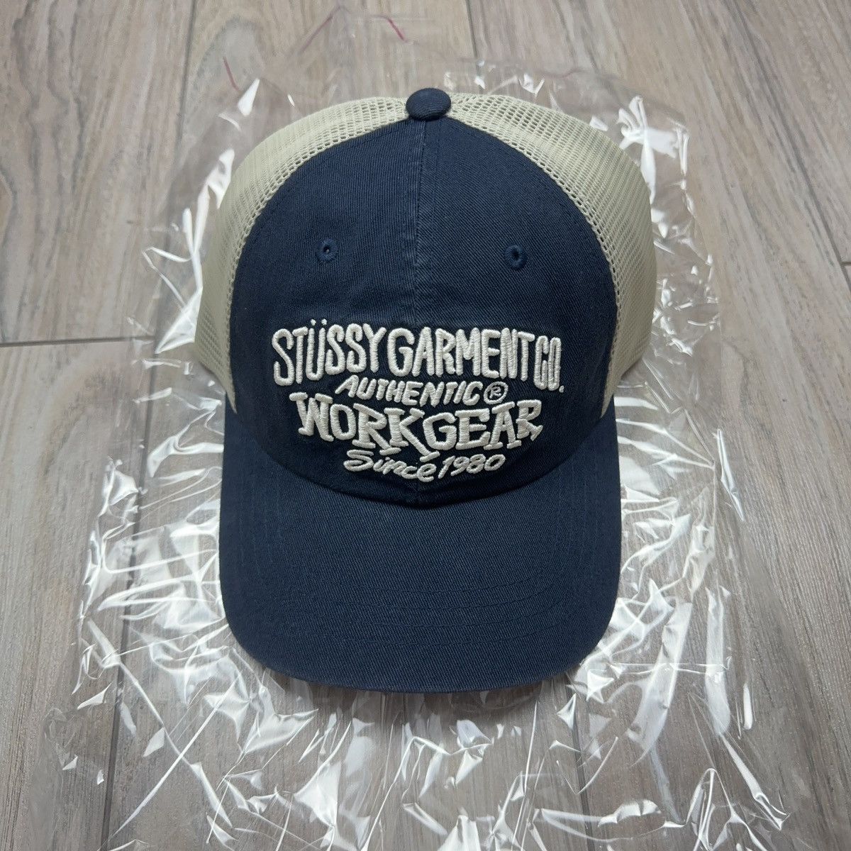 Stussy Stussy Low Pro Workgear Strapback Navy Trucker Mesh Hat Size ONE SIZE - 6 Thumbnail