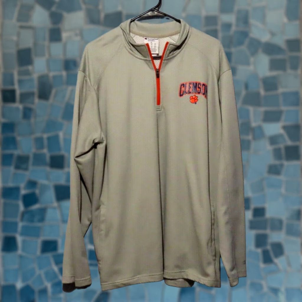 Champion Champion Clemson Men's XL Microfiber 1/4 Zip Gray Pullover Windbreaker Shirt Size US XL / EU 56 / 4 - 1 Thumbnail