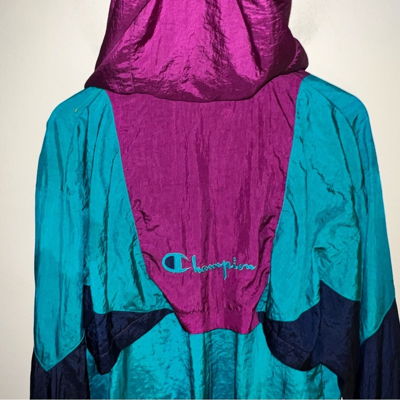 Champion VNTG CHAMPION 90s hooded half zip windbreaker L Size L / US 10 / IT 46 - 3 Thumbnail