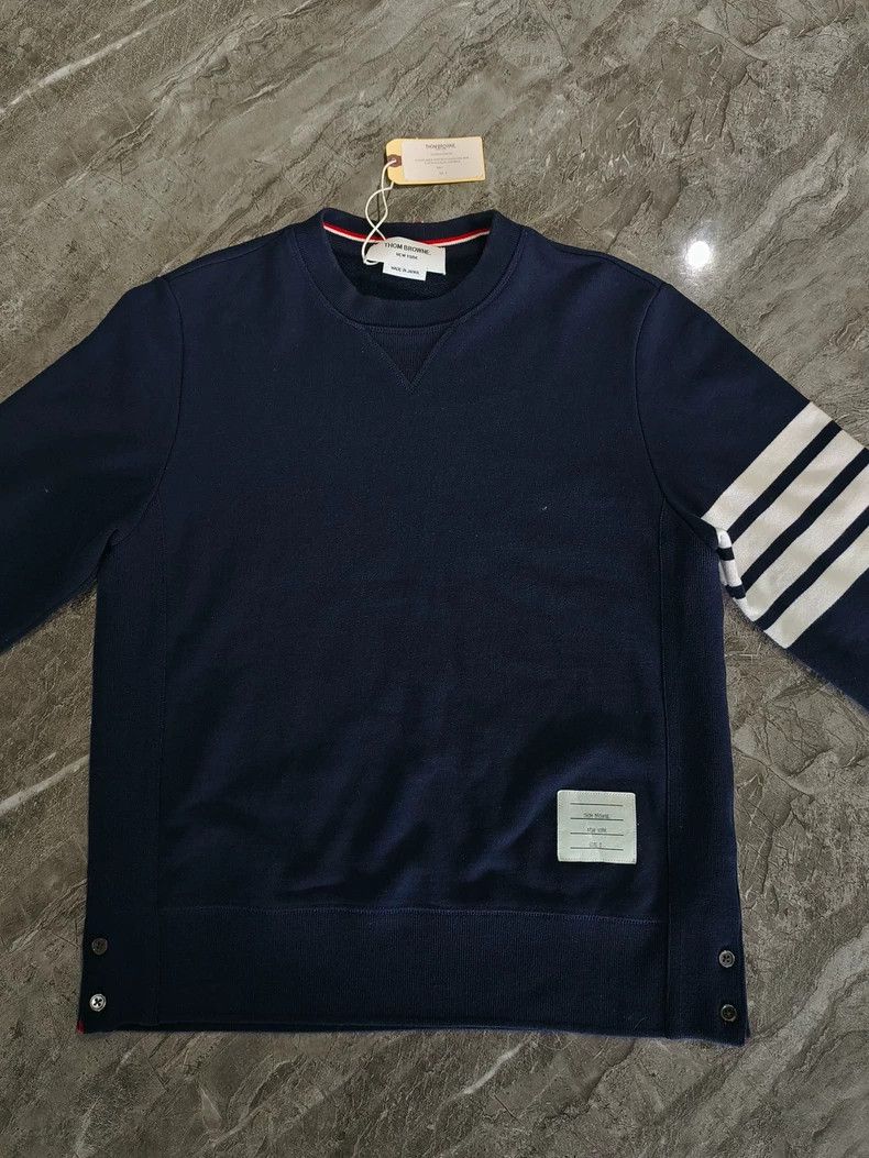 Thom Browne Thom Browne Dark blue hoodie with round collar Size US M / EU 48-50 / 2 - 1 Thumbnail
