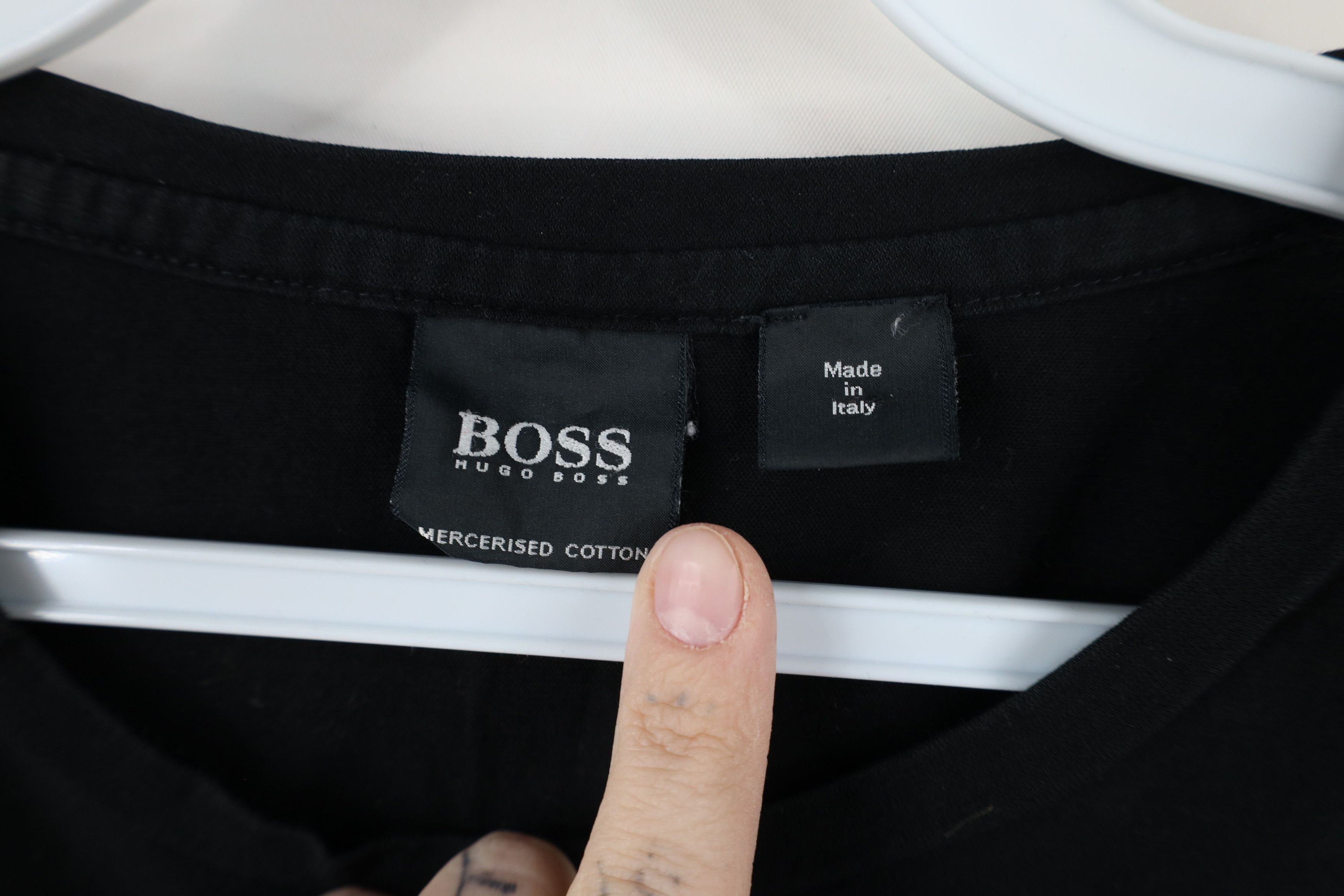 Hugo Boss × Vintage Hugo Boss Mercerized Cotton Short Sleeve T-Shirt Black Size US XL / EU 56 / 4 - 4 Thumbnail