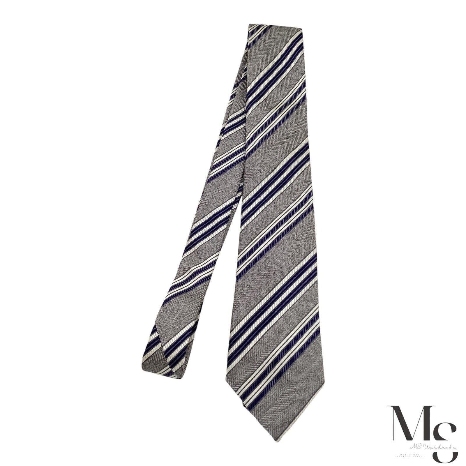 Hugo Boss BOSS HUGO BOSS XL Gray Regimental Striped Silk Tie Made In I Size ONE SIZE - 4 Thumbnail