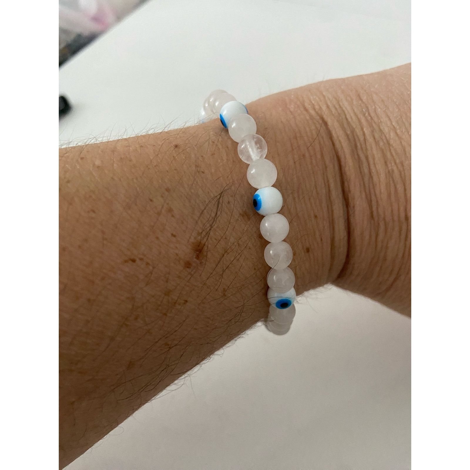 Handmade Handmade chalcedony bracelet with eye beads Size ONE SIZE - 1 Thumbnail
