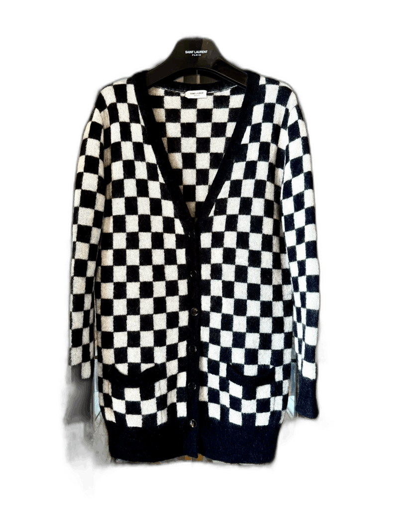 Saint Laurent Paris saint laurent black white checkered cardigan-2507 Size US XS / EU 42 / 0 - 6 Thumbnail