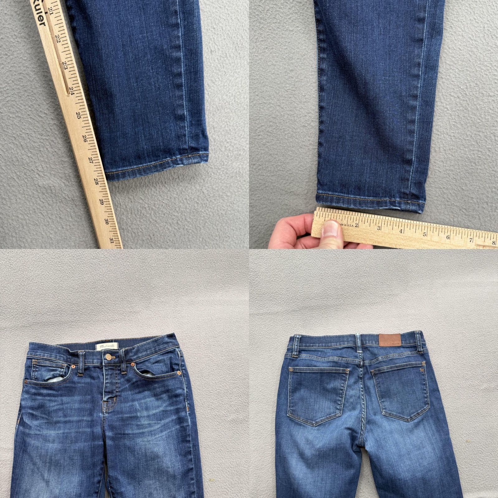 Madewell Madewell Jeans Womens 28 Blue 8" Skinny Mid Rise Stretch Denim Medium Wash Jeans Slim Fit Pockets Zip Size 28" / US 6 / IT 42 - 8 Thumbnail