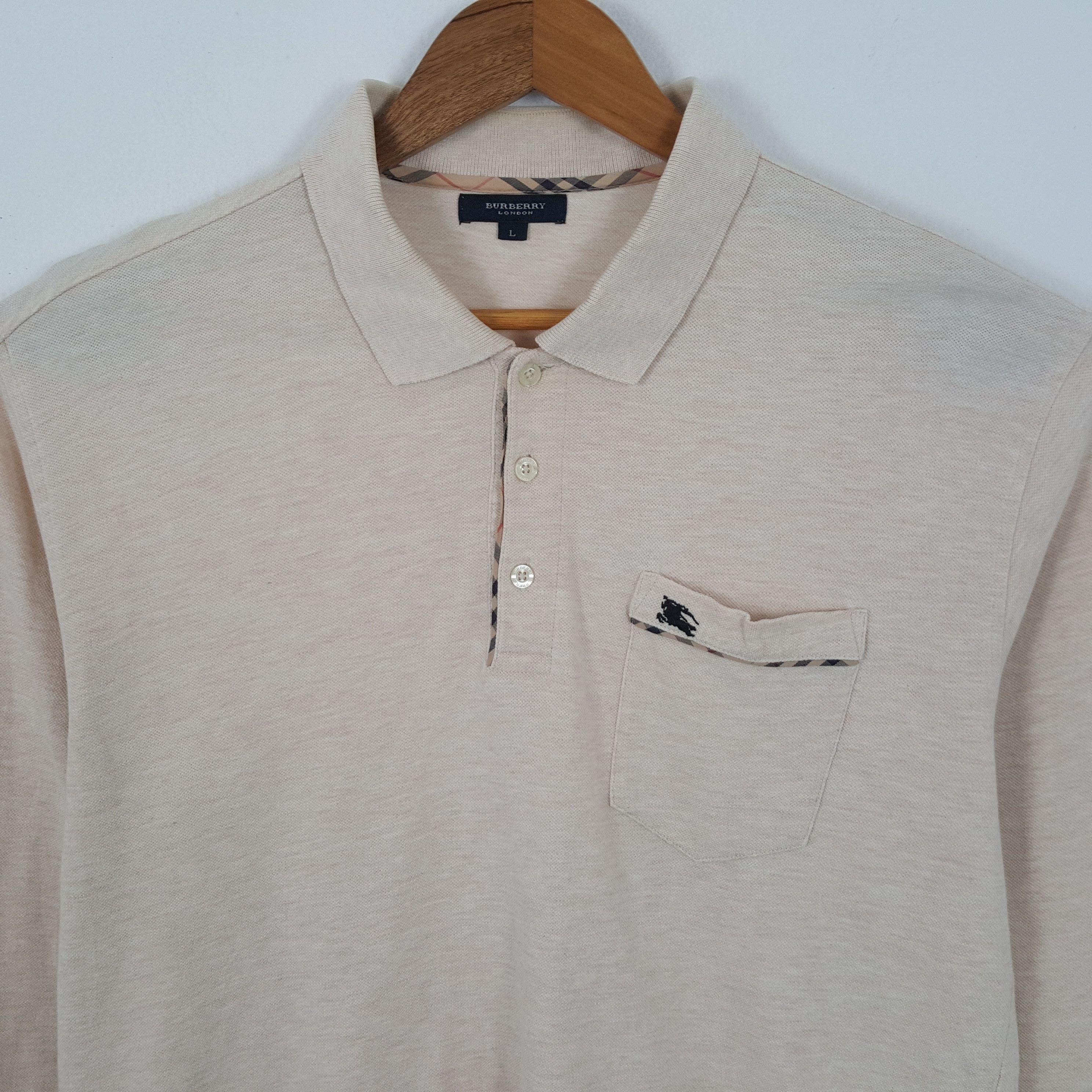 Burberry × Vintage Vintage BURBERRY LONDON Luxury Brand Long Sleeve Polos Size US L / EU 52-54 / 3 - 4 Thumbnail