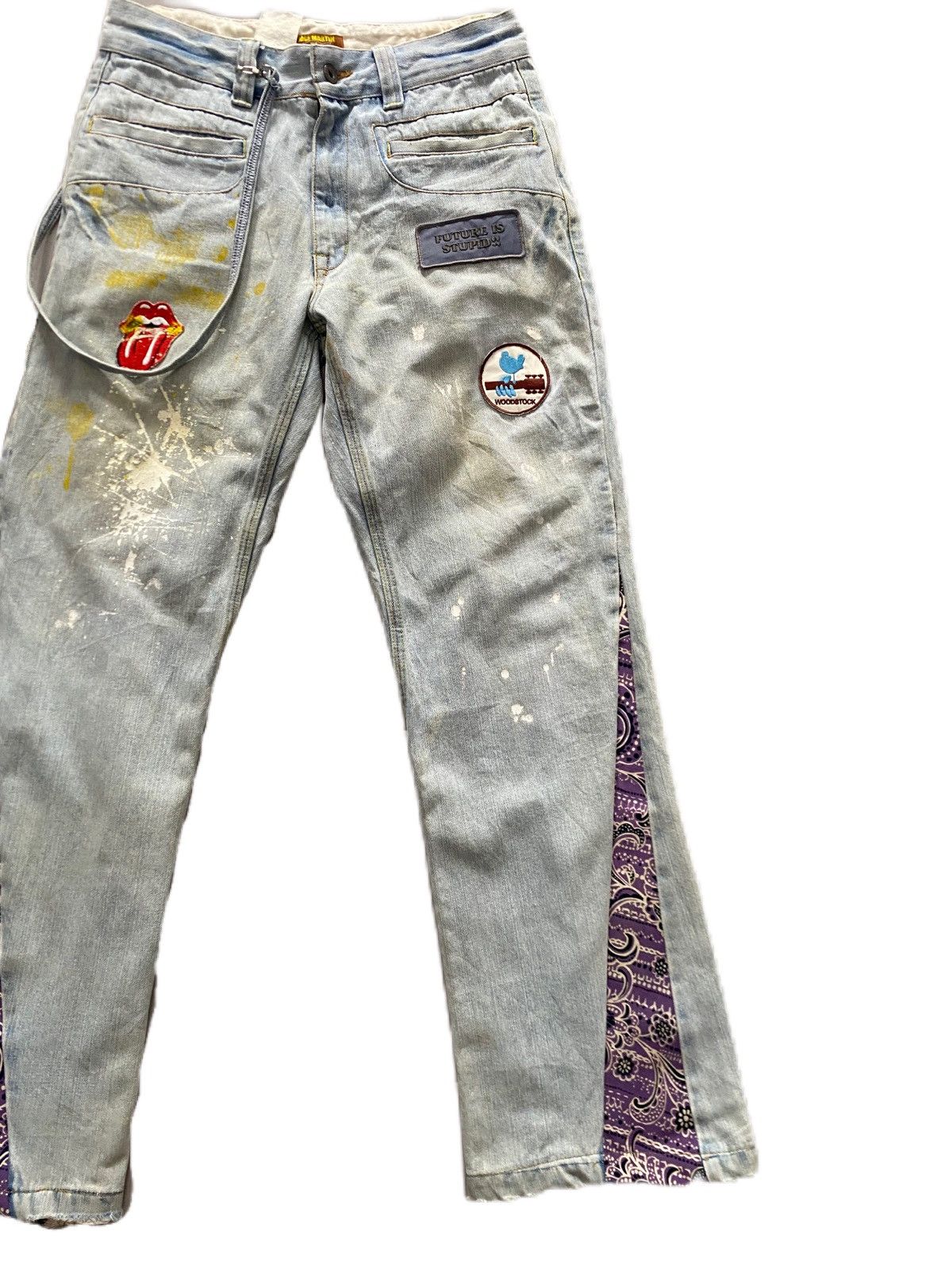 If Six Was Nine × Japanese Brand × The Rolling Stones JAPAN BRAND JOGE MARTIN DISTRESS PAINTED BANDANA DENIM Size US 31 - 2 Thumbnail