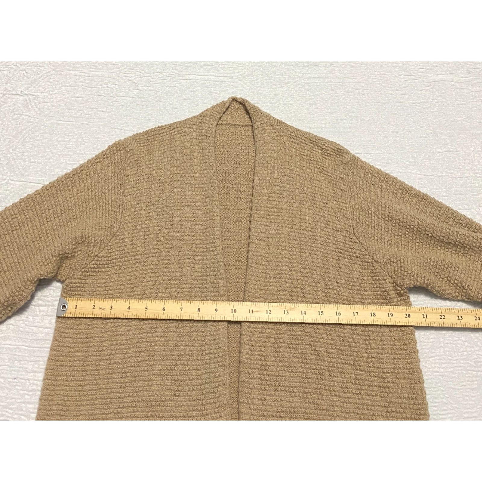 Vintage VINTAGE Merino Wool Knit Cardigan Open Front Side Slit Tan Beige Italian Yarn Women XL Brown Size XL / US 12-14 / IT 48-50 - 7 Thumbnail