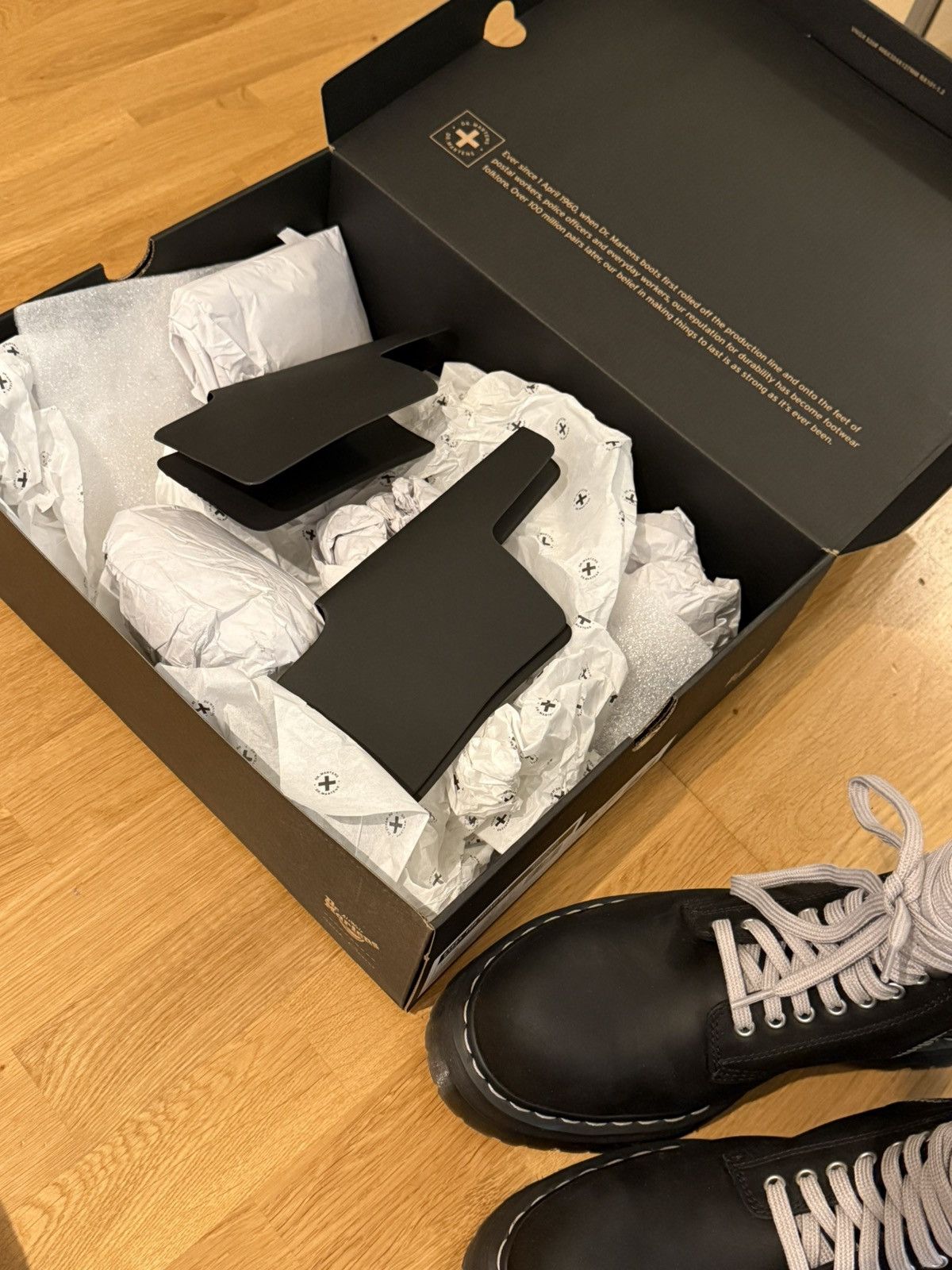 Dr. Martens × Rick Owens Rick Owens Steel Toe Quad Sole 1460 Boots Size US 10.5 / EU 43-44 - 9 Thumbnail