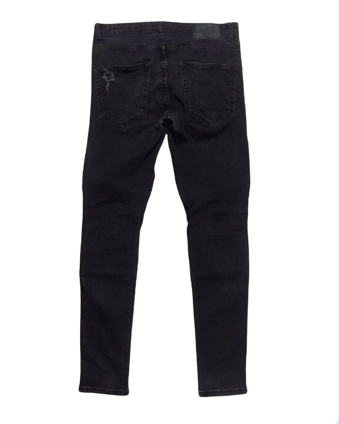 Zara Zara Biker Distressed Black Denim Size US 31 - 3 Thumbnail