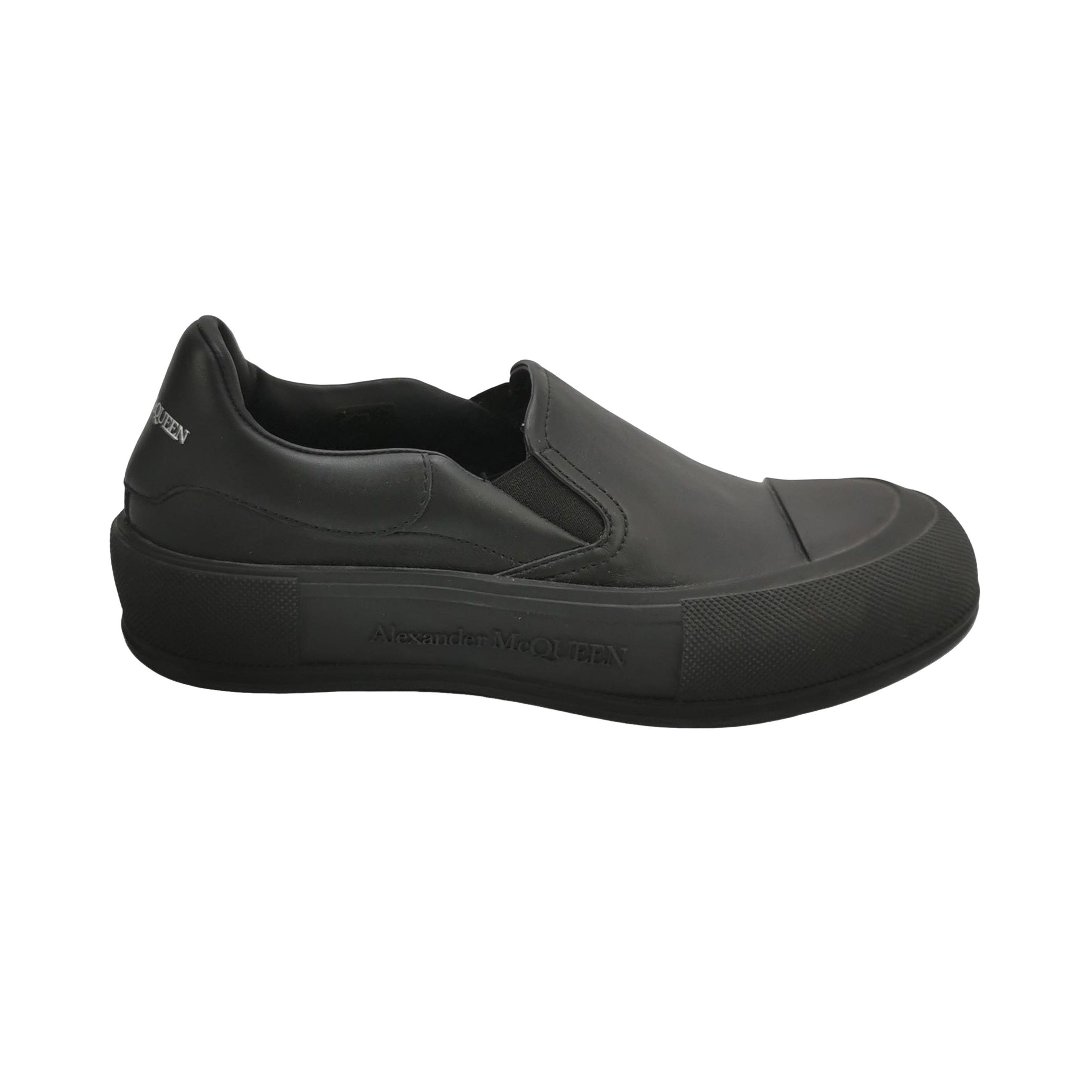 Alexander McQueen Alexander McQueen Black Leather Slip-On Sneakers 40 Size US 7 / EU 40 - 1 Thumbnail