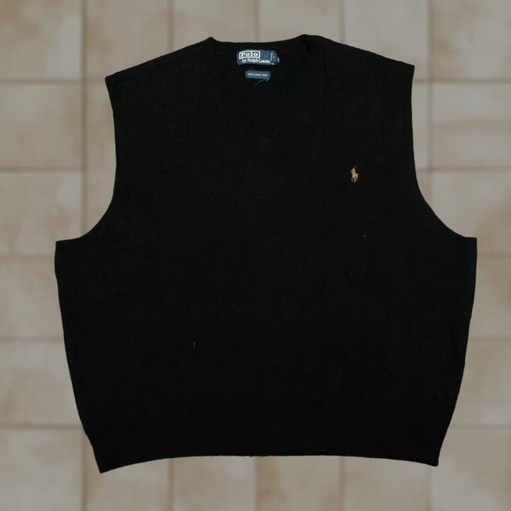 Polo Ralph Lauren VINTAGE Polo Ralph Lauren Sweater Vest Mens XL Black Wool V-Neck Size US XL / EU 56 / 4 - 1 Thumbnail