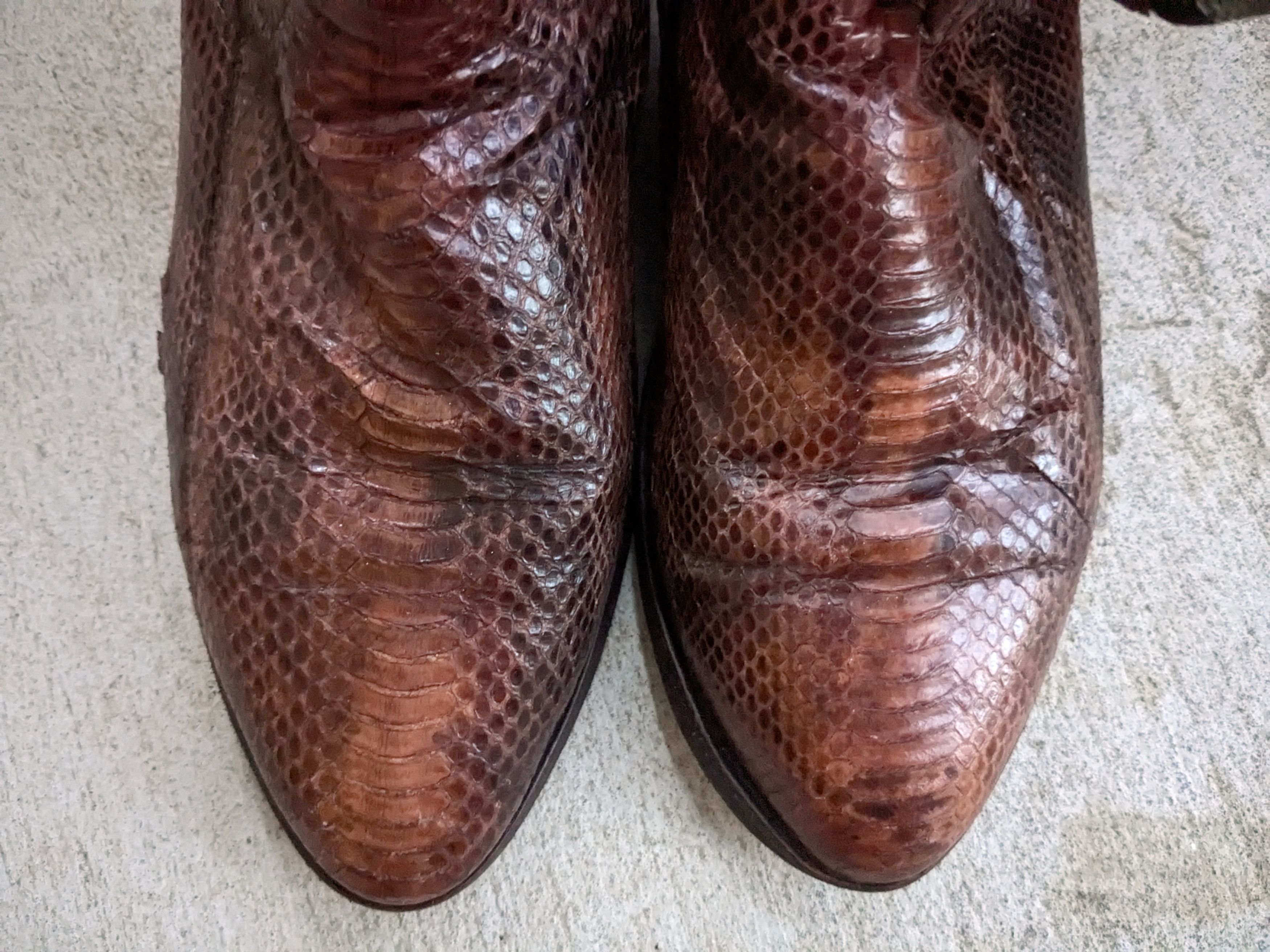 Dan Post × Vintage Dan Post Cowboy Boots Brown 10 EW Wide Snake Leather Size US 10 / EU 43 - 6 Thumbnail