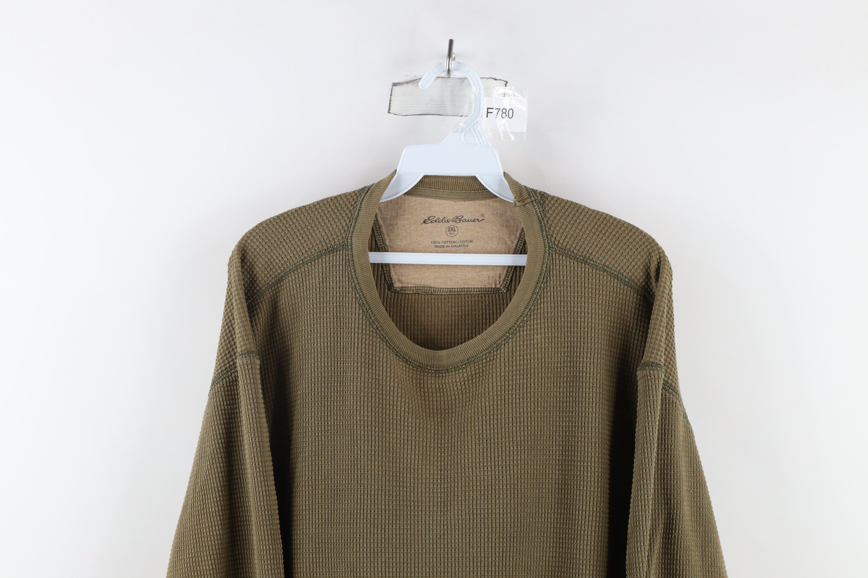Eddie Bauer × Vintage Vintage 90s Eddie Bauer Thermal Waffle Knit T-Shirt Olive Size US XXL / EU 58 / 5 - 2 Thumbnail