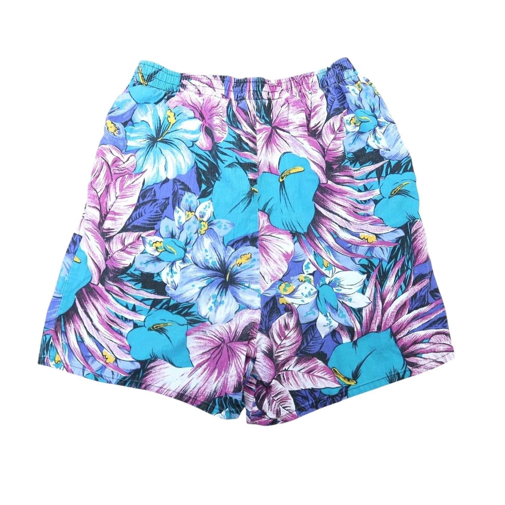 Vintage VINTAGE Marissa Boxer Shorts M Blue Purple Tropical Floral 90s Womens Size 32" / US 10 / IT 46 - 3 Thumbnail