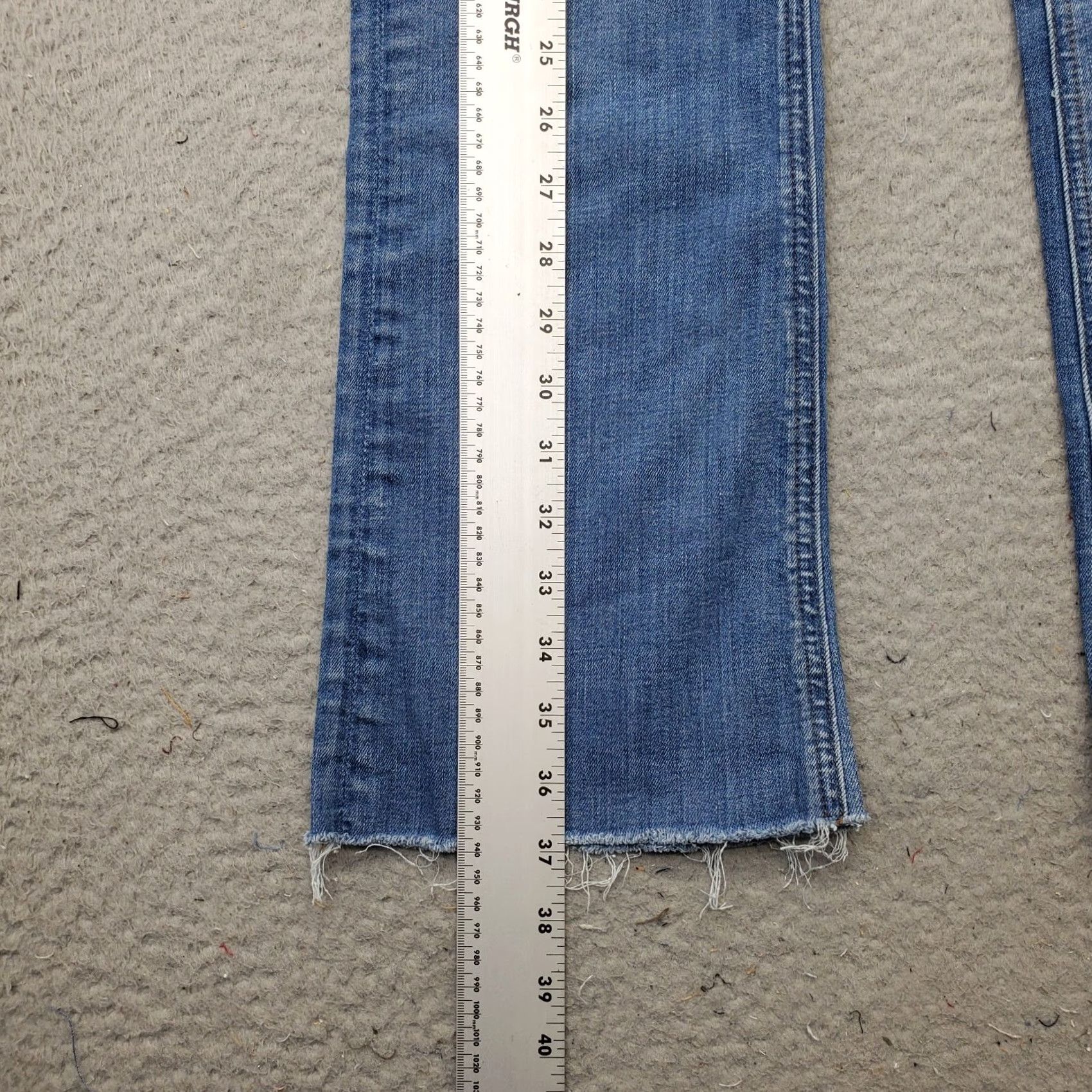 J.Crew J.CREW Bootcut Jeans Womens 29T Denim Blue Stretch 5-Pocket Regular Inseam 27.75" Whiskered Faded Raw Hem Size: 29T Womens Size 29" - 3 Thumbnail