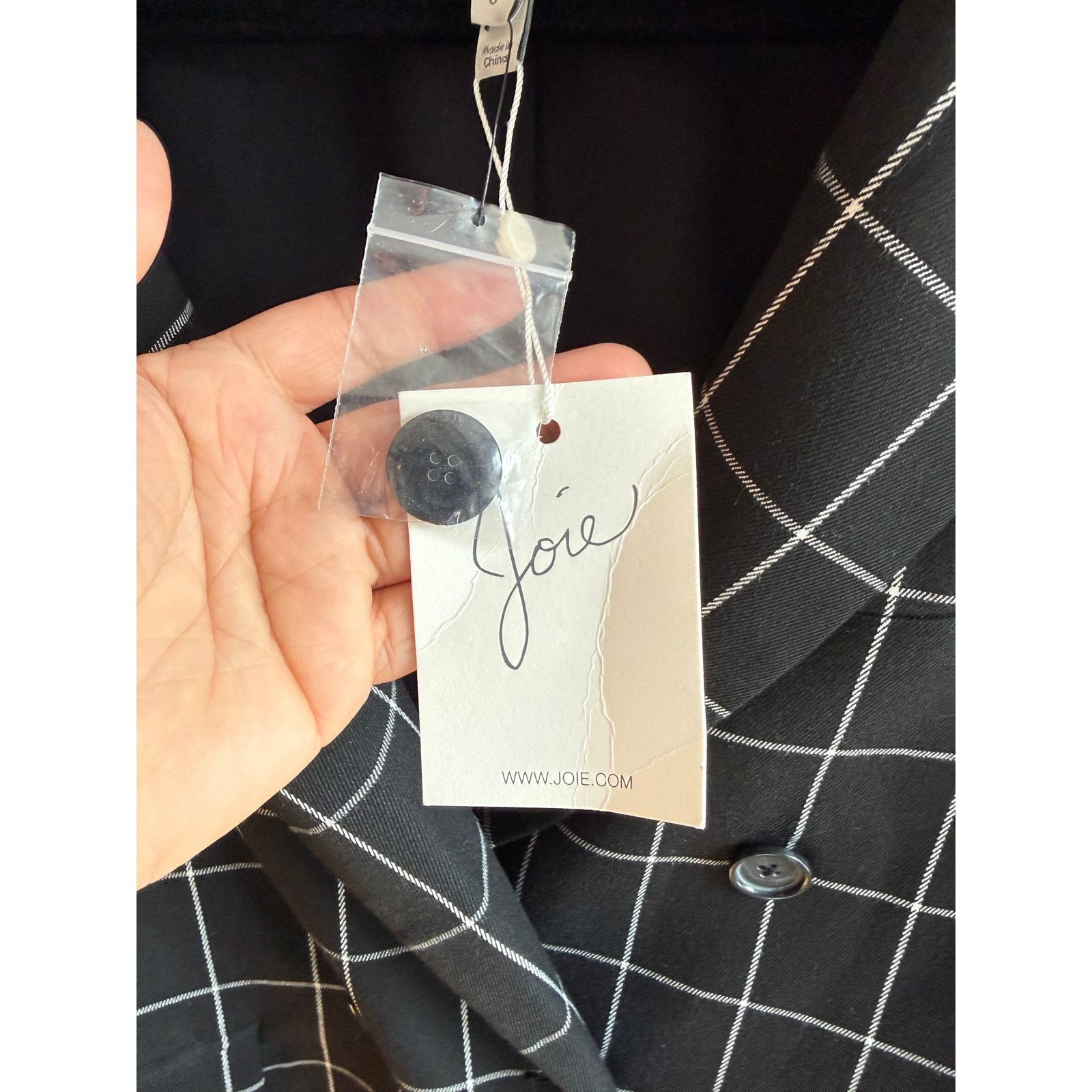 Joie NWT Joie Harlene Windowpane Blazer -Black/White -Size 0 Size XS / US 0-2 / IT 36-38 - 4 Thumbnail